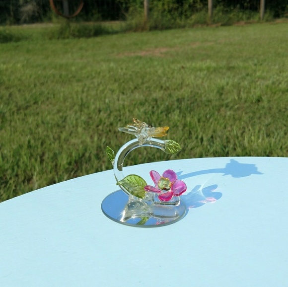 SOLD Butterfly Flower Spun Glass Ornament Figurine - Picture 2 of 4